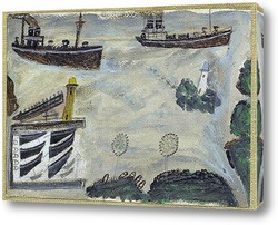   Постер Пароходы на входе в гавань
