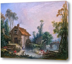   Картина Пейзаж с водяной мельницей