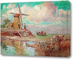  Постер Пейзаж с ветряной мельницей