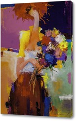   Постер Девушка с букетом цветов