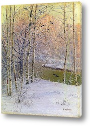   Картина Река и зимний лес