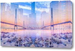   Постер мост через реку Янцзы в городе Нанкин