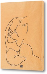   Постер Сидящая голая обнаженная, без головы, 1918