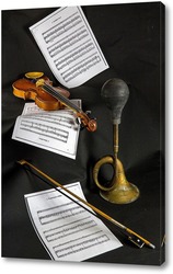   Постер Скрипка, ноты и клаксон