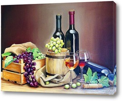    Натюрморт вино и виноград