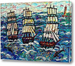   Картина Корабли в море.