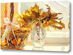   Постер Осенний натюрморт с кленовыми листьями