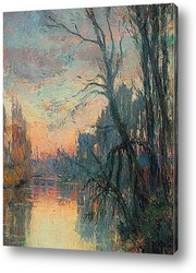   Картина Закат на реке.