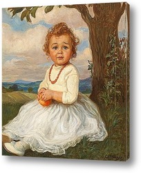   Постер Портрет девушки, сидящей под деревом.