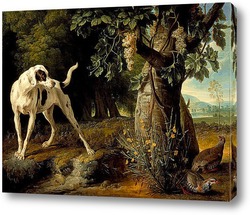   Постер Пейзаж с собакой и куропаткой