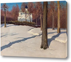   Картина Снежная дорога к церкви