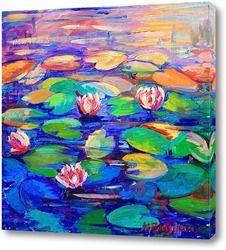   Картина Вечер на пруду с лилиями