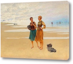   Постер Пляжная сцена с французскими рыбачками