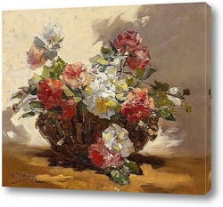   Постер Корзина с цветущими розами