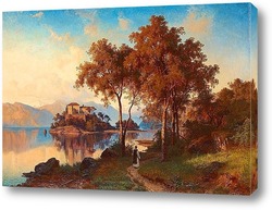   Картина Романтический горный пейзаж с фигурой.