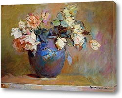   Картина Розы в синей вазе