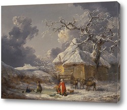   Картина Зимний пейзаж с фигурами