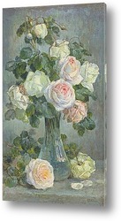   Картина Стеклянная ваза с букетом роз