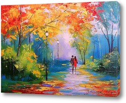   Картина Осенняя прогулка в парке