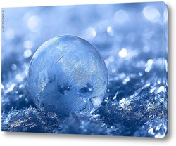   Постер замёрзший мыльный пузырь на снегу в морозное утро