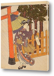   Картина Женщина посещает храм в ночь