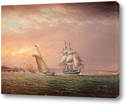   Постер Американские корабли на побережье