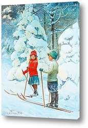   Картина Дети на лыжах