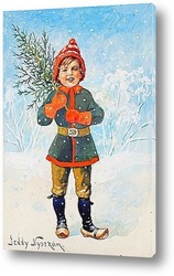   Постер Мальчик с елкой.