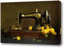   Постер Швейная машинка и одуванчики