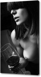   Постер Девушка с бокалом вина