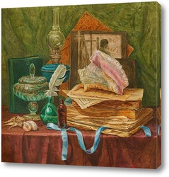   Картина Натюрморт с книгами и ракушкой 