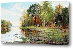   Картина Озеро.Пейзаж в осеннем цвете