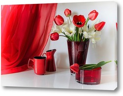 Краснве тюльпаны в корзине