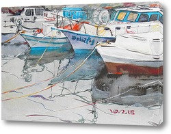   Постер каникулы рыбацких лодок