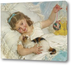   Картина Девочка с котёнокм