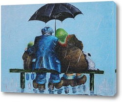   Постер Один зонт на четверых