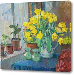   Постер Натюрморт с желтыми тюльпанами в кувшине