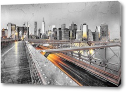   Постер Нью-Йорк с Бруклинским мостом