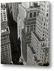   Постер Уолл Стритт в тени небоскребов,1930-е.