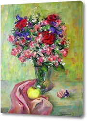   Картина Букет цветов с яблоком