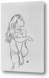   Постер Сидящая обнаженная девушка, 1918
