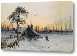   Постер Зимний пейзаж в вечернем свете