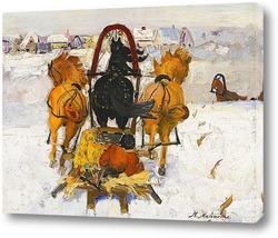   Картина Тройка в снегу