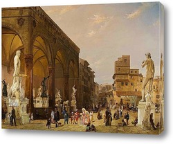   Картина Лоджия деи Ланци и Площадь Синьории во Флоренции