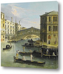   Постер Венеция, глядя на мост Риальто