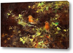   Картина Красные птицы на ветвях