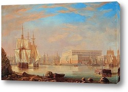   Постер Вид на пристань и Стокгольмский королевский дворец