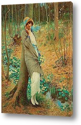   Постер Женщина в весеннем пейзаже