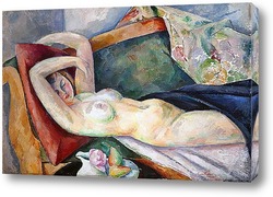   Картина Лежащая модель с грушами и розой. 1913