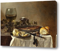   Картина Натюрморт с Селедкой, Вином и Хлебом